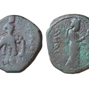 Kushan empire Huvishka AE Tetradrachm with Nana Goddess Extremely Rare.