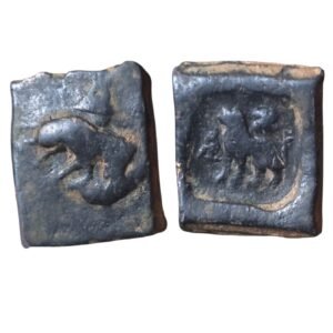 TAXILA: Elephant and lion copper coin. RR this heavy! CHOICE.