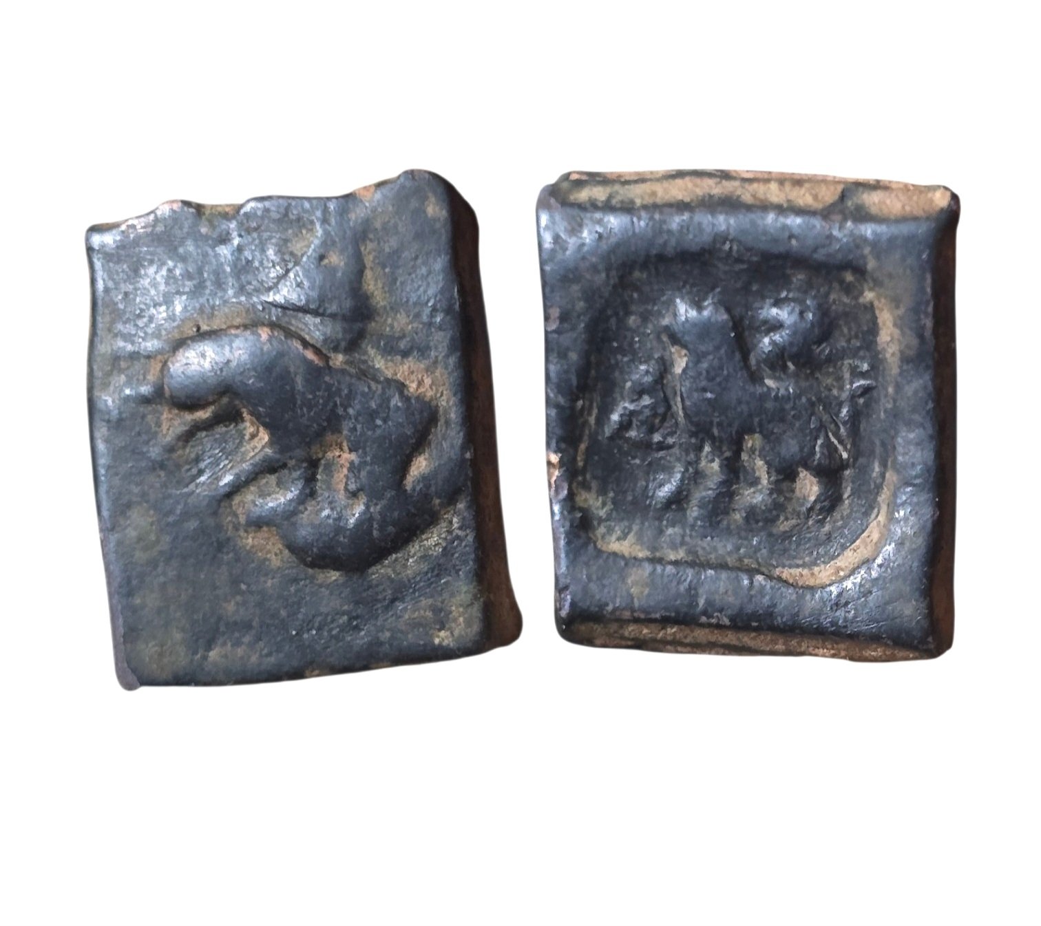 TAXILA: Elephant and lion copper coin. RR this heavy! CHOICE.